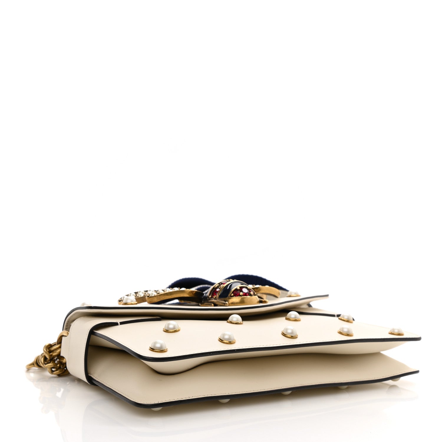 Gucci Nappa Pearl Studded Mini Queen Margaret Broadway Shoulder Bag Mystic White 7 of 15