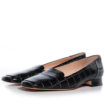Chanel Perforated Leather Diamond Loafers 37.5 Black 3 of 7