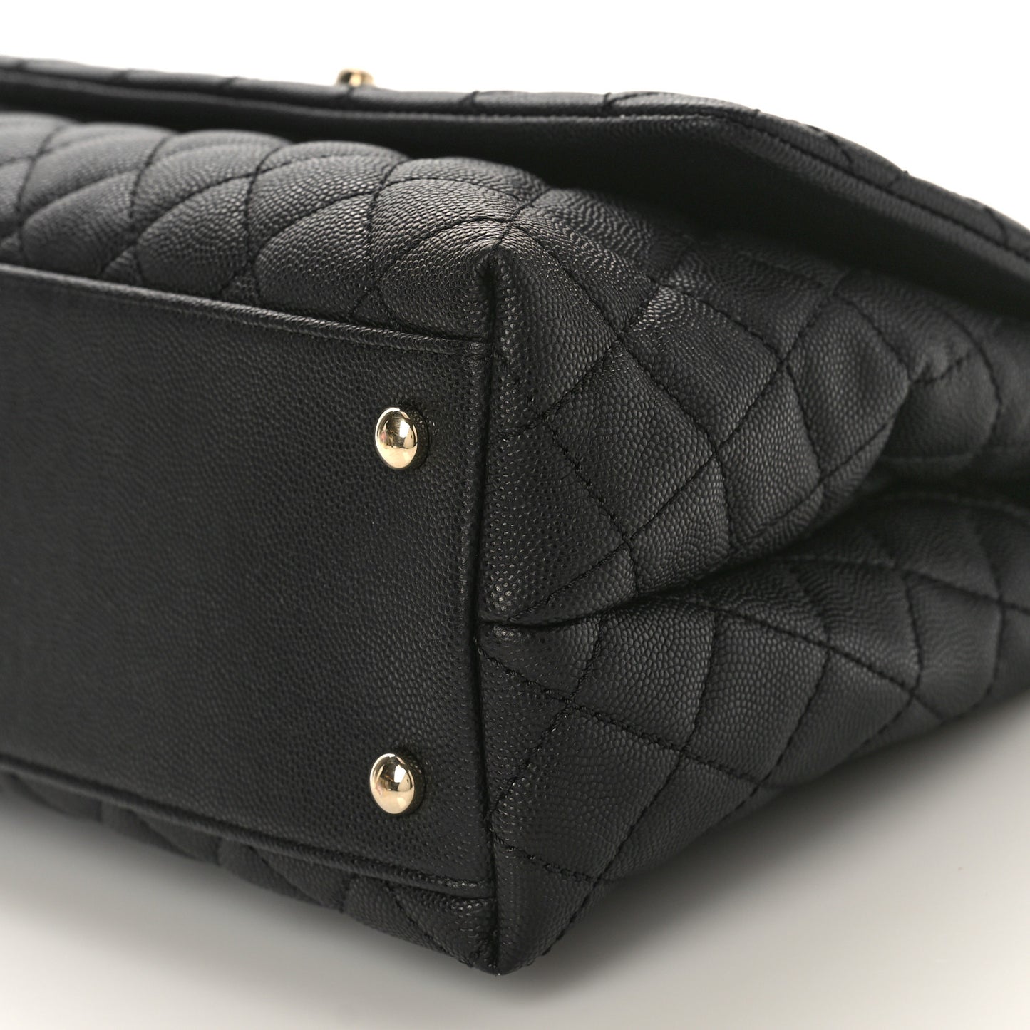 Caviar Quilted Small Coco Handle Flap Black