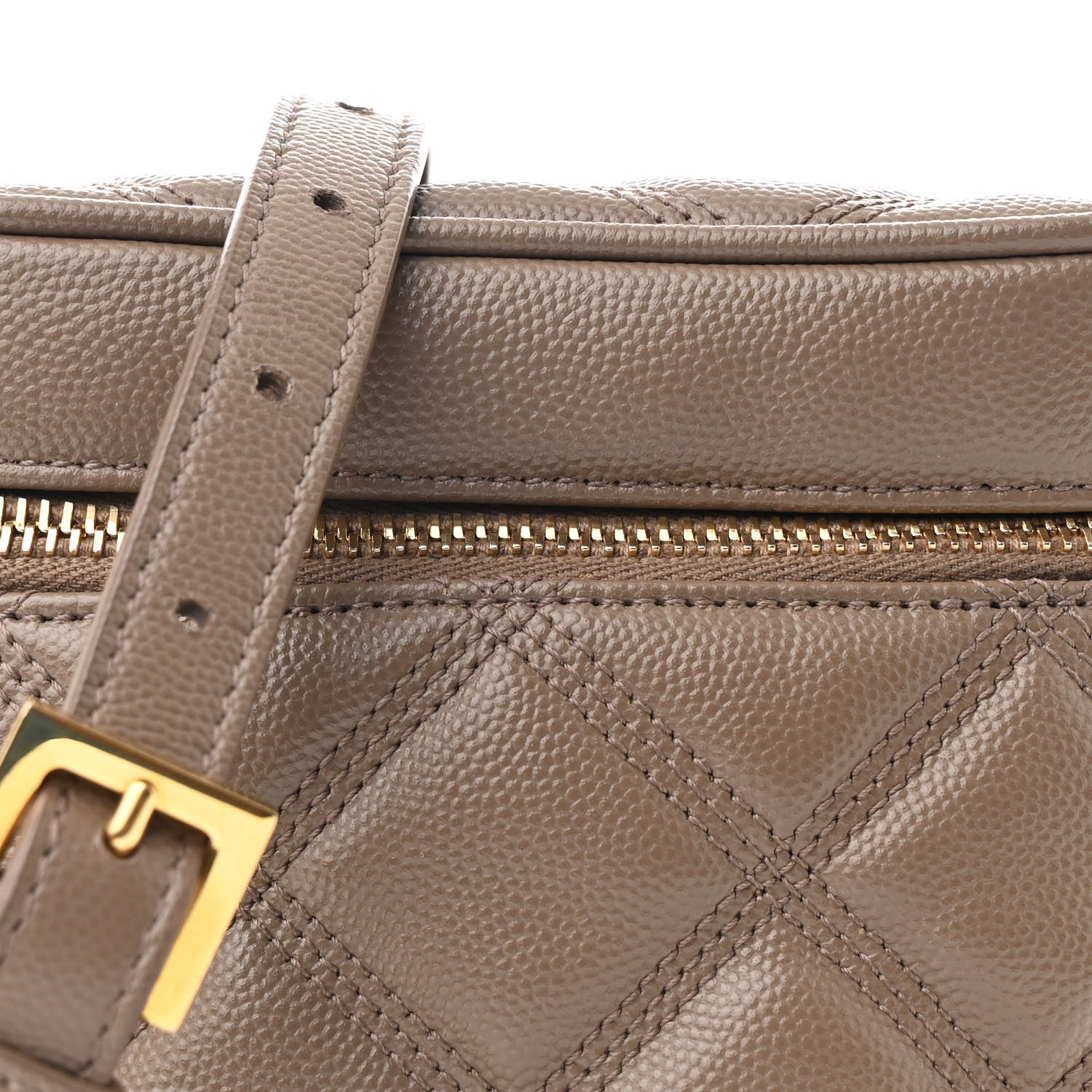 Saint Laurent Grain de Poudre Quilted 80's Vanity Bag Dark Beige 8 of 10