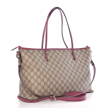 Gucci GG Supreme Monogram Medium Zippered Tote Beige New Rosette 3 of 15