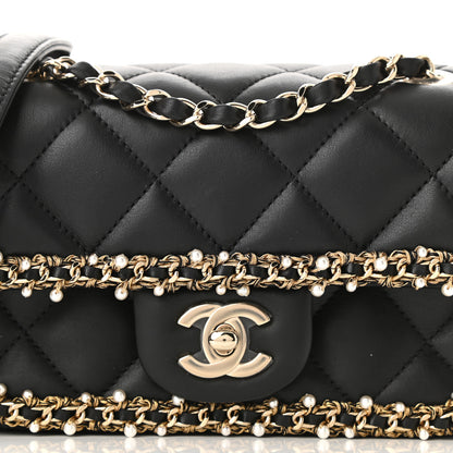 Chanel Lambskin Quilted Pearl Edge Mini Rectangular Flap Bag Black 8 of 11