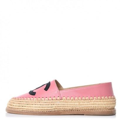 Chanel Lambskin Grosgrain CC Espadrilles 35 Pink Black 1 of 10