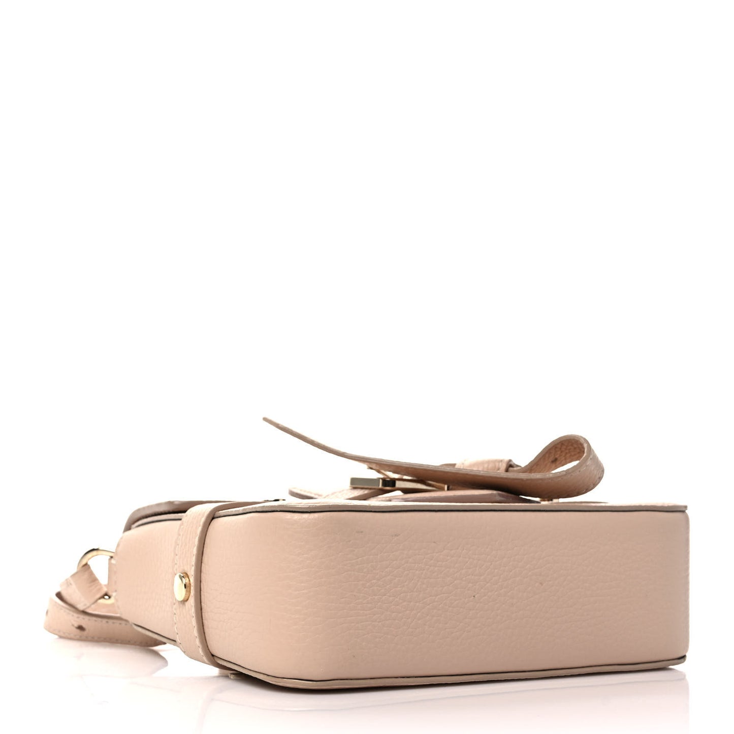 Pebbled Calfskin Studded Bag Nude