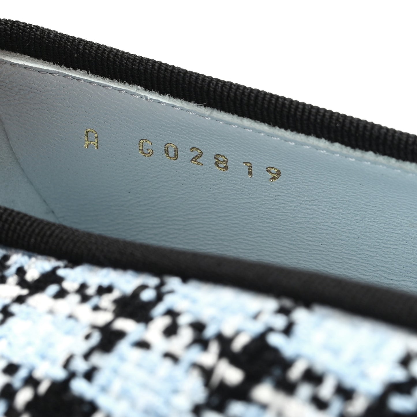 Tweed Grosgrain Cap Toe Ballerina Flats 39.5 Light Blue Black