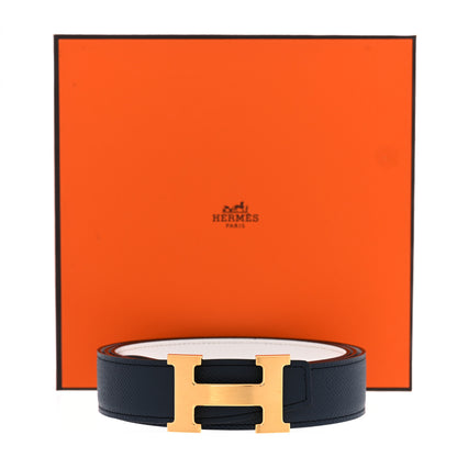 Hermes Epsom 32mm H Belt 120 Bleu Indigo White 6 of 6