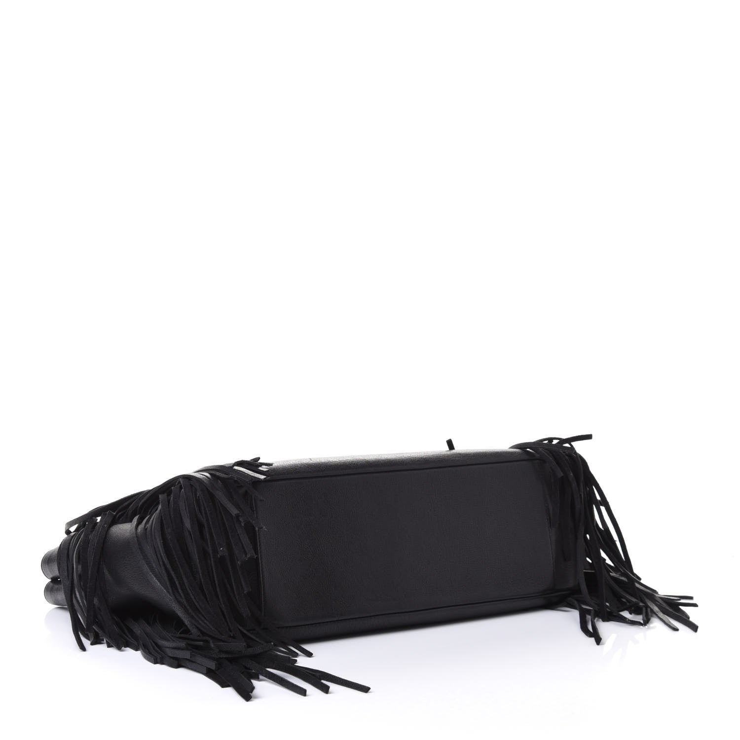 Saint Laurent Calfskin Fringe Monogram Shopping Tote Black 3 of 4