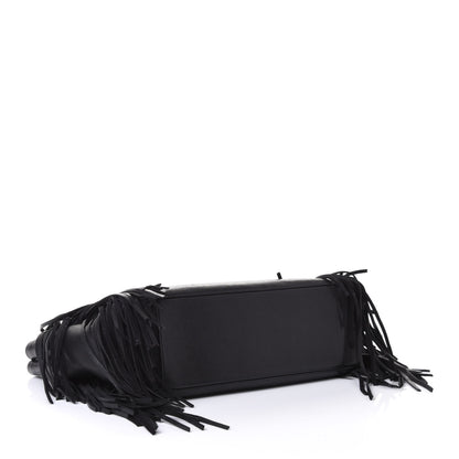 Saint Laurent Calfskin Fringe Monogram Shopping Tote Black 3 of 4
