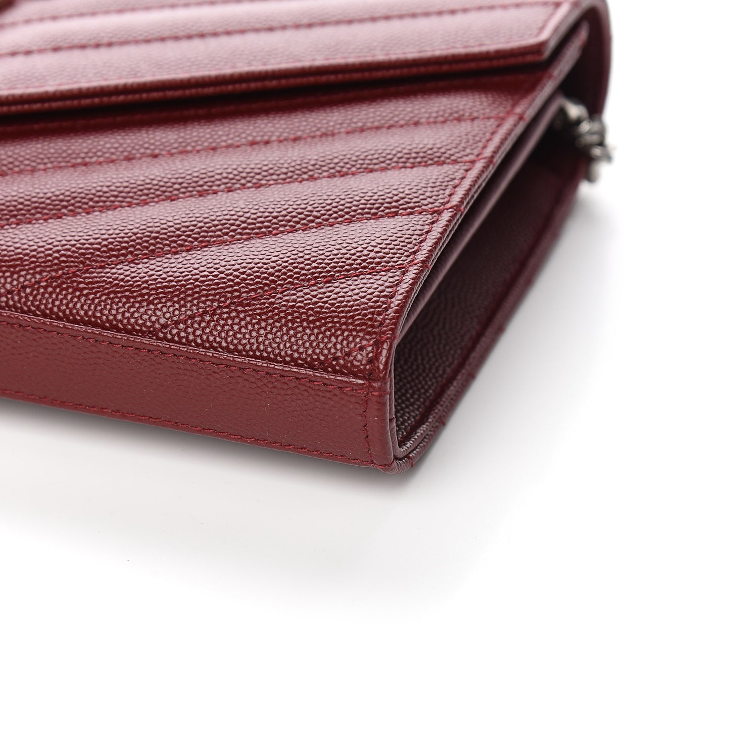 Grain De Poudre Matelasse Chevron Monogram Chain Wallet Palissandre