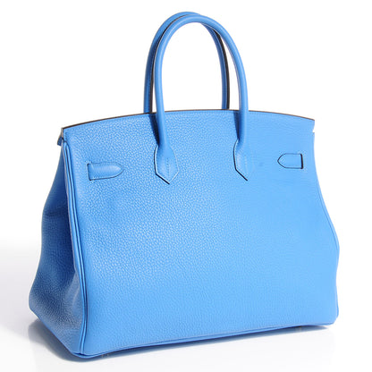 Hermes Taurillon Clemence Birkin 35 Bleu Paradis 13 of 26