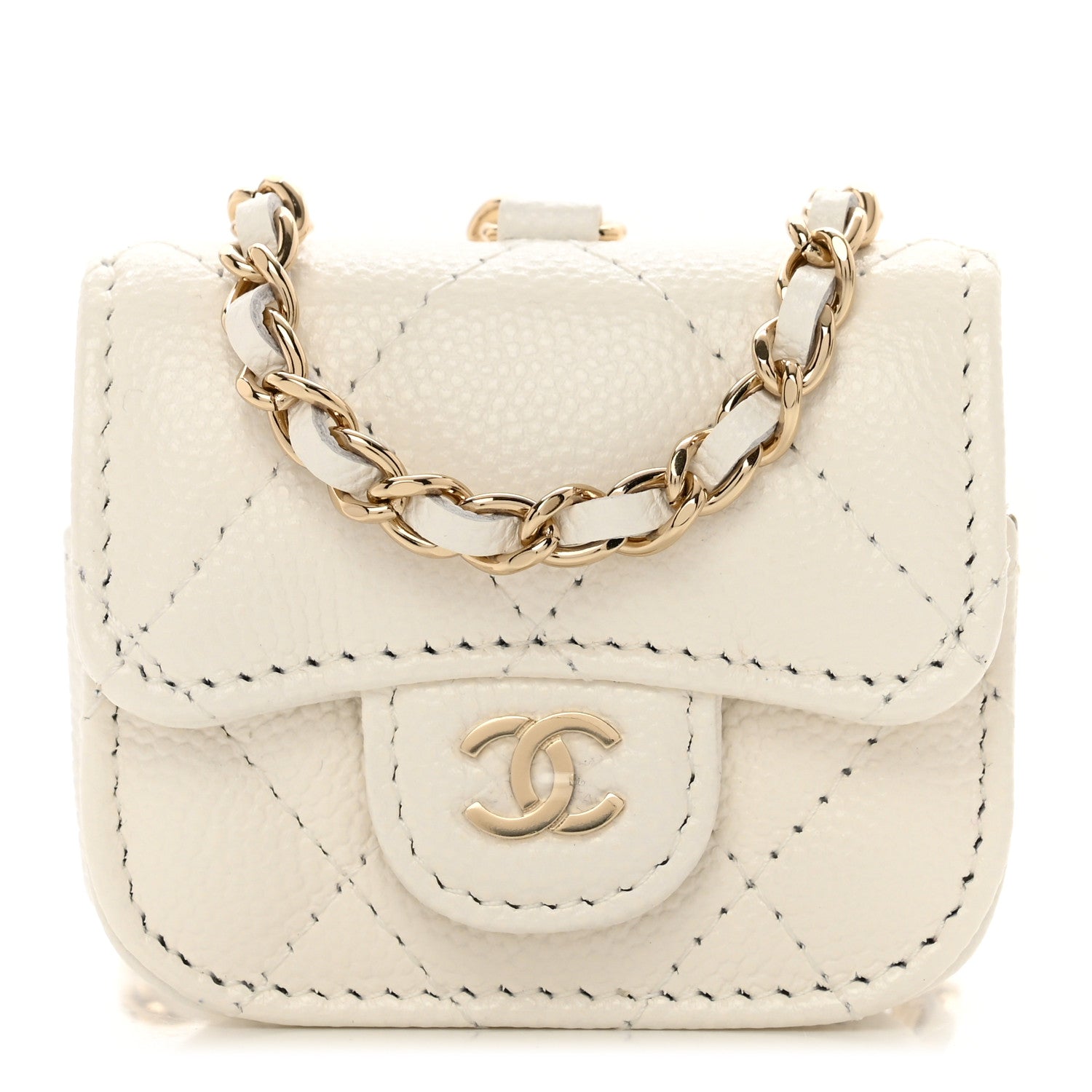 Chanel Caviar Quilted Airpods Pro Case White 1 of 9