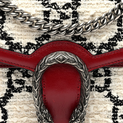 Gucci Tweed GG Monogram Small Dionysus Shoulder Bag White Black Romantic Cherry 9 of 11