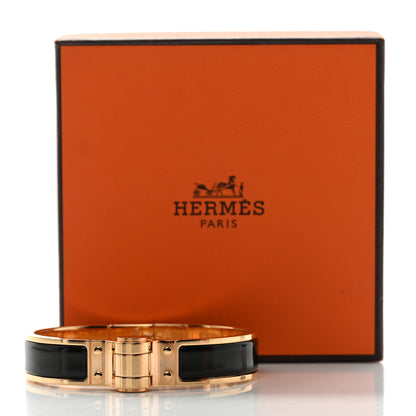 Hermes Enamel Charniere Uni Narrow Hinged Bracelet M Black 5 of 5