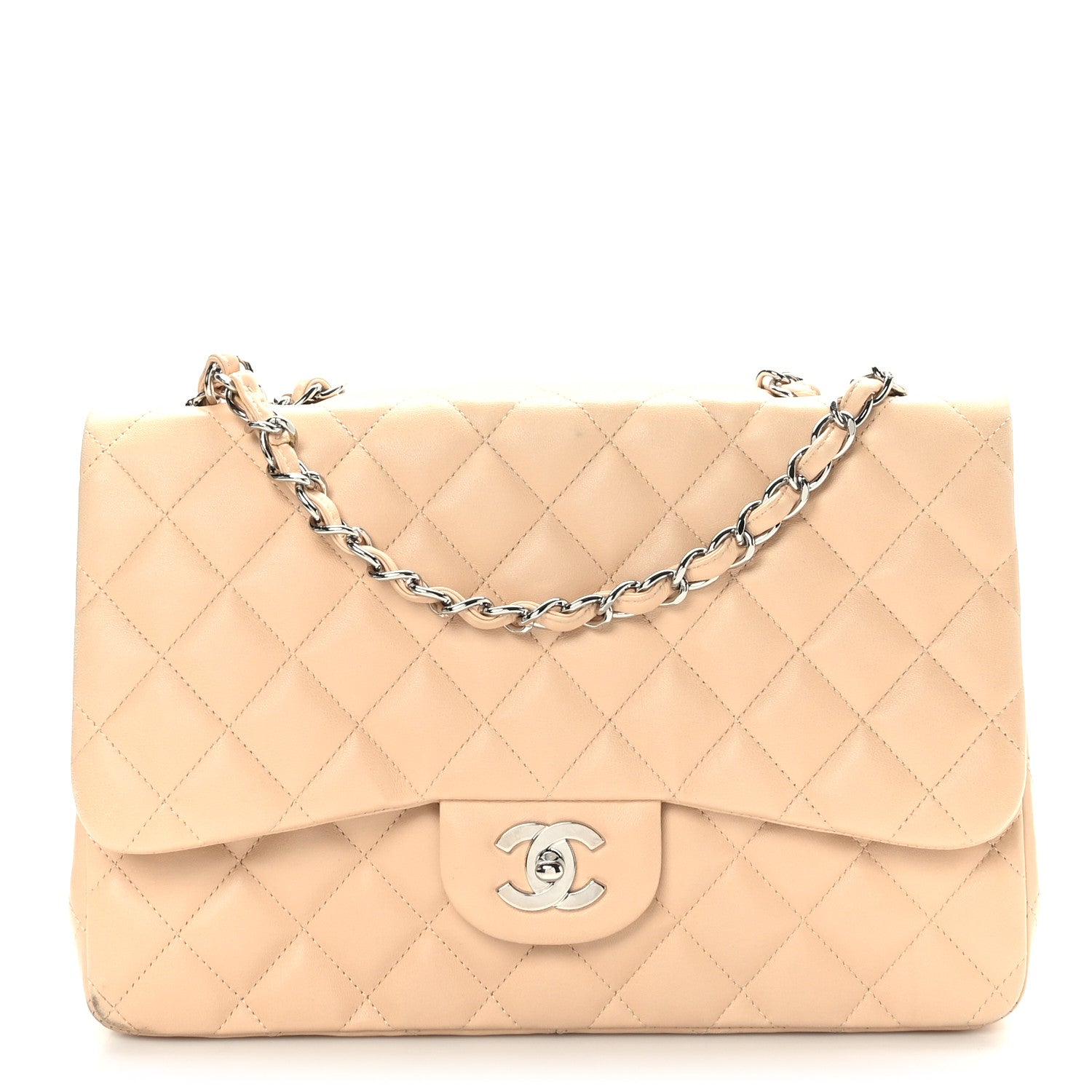 Chanel Lambskin Quilted Jumbo Single Flap Beige Clair 1 of 13