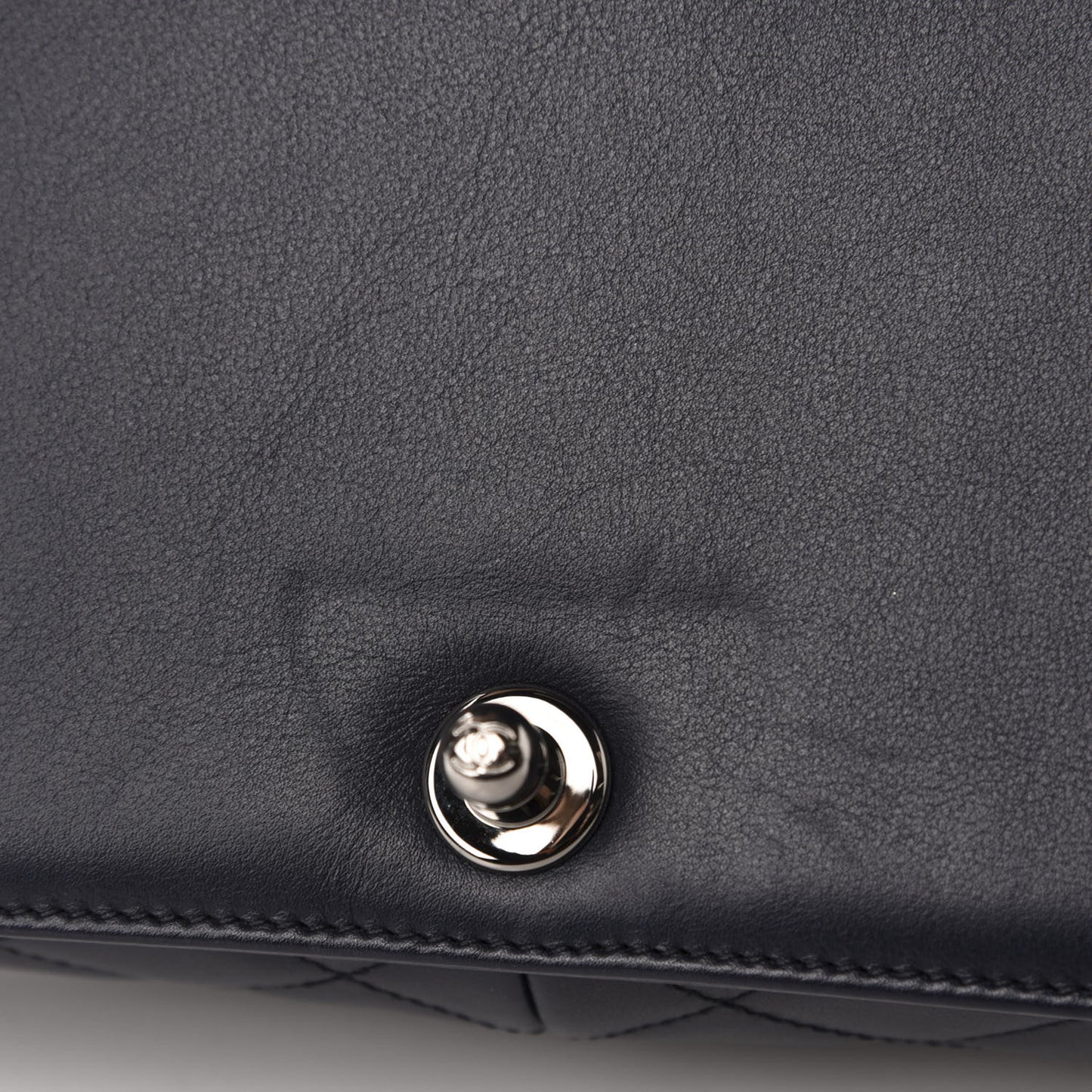 Calfskin Chevron Quilted Medium Boy Flap Navy Blue