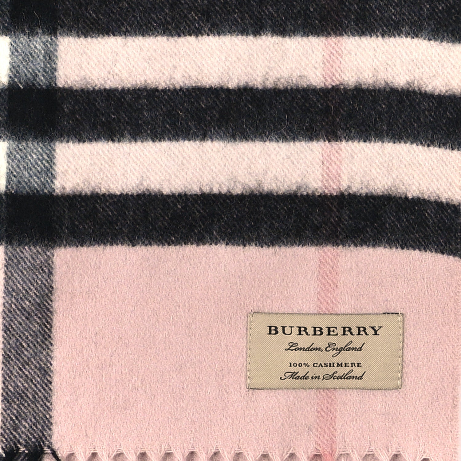 Burberry Cashmere Giant Icon Check Fringe Scarf Ash Rose 3 of 3