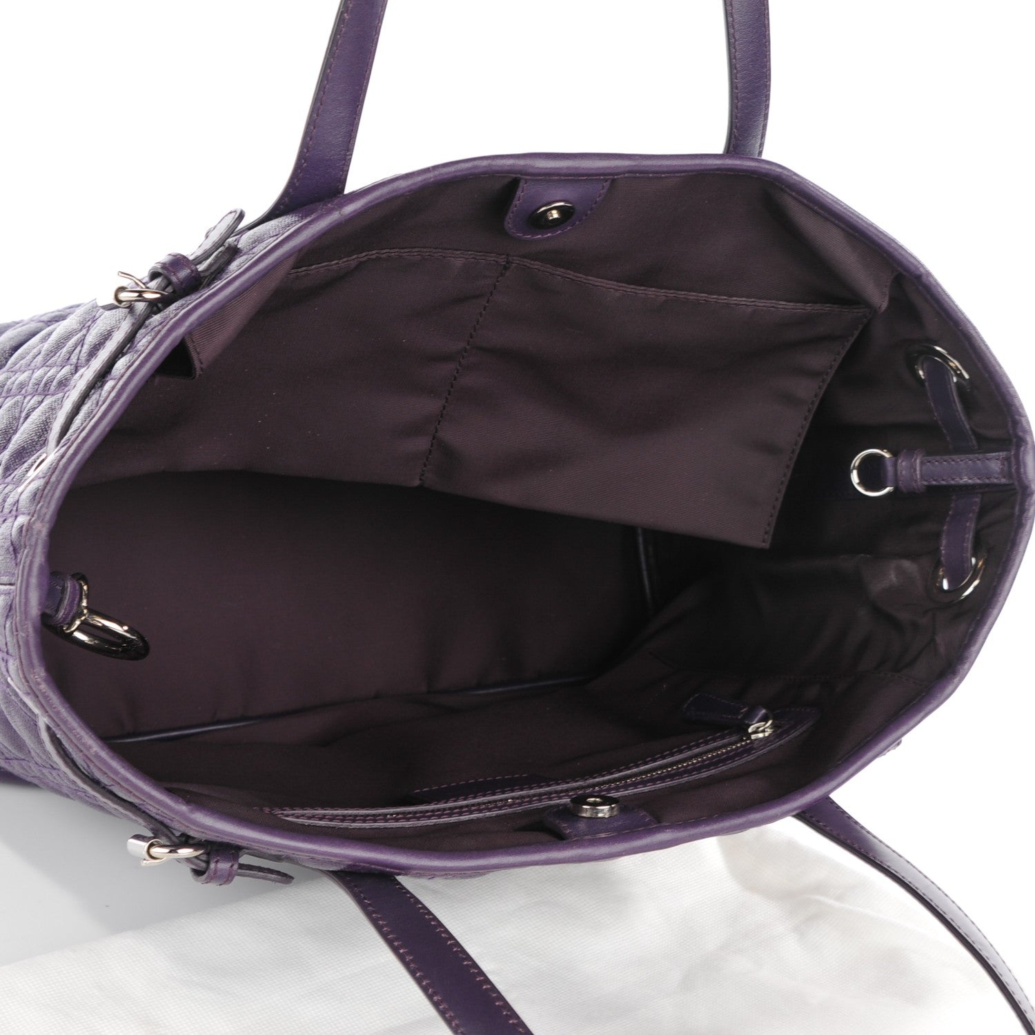 Christian Dior Coated Canvas Cannage Medium Panarea Tote Purple 5 of 7