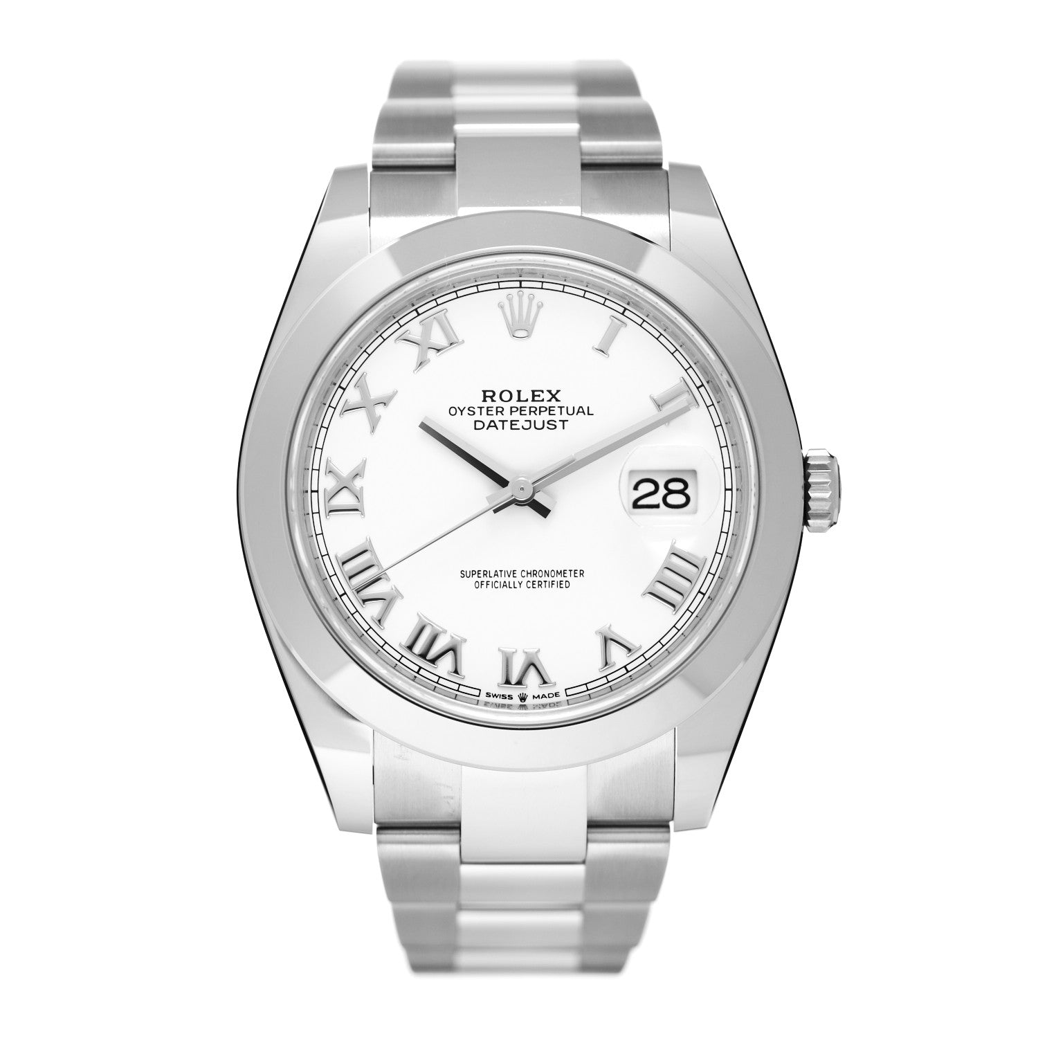 Rolex Stainless Steel 41mm Oyster Perpetual Datejust Watch White Roman 126300 1 of 5