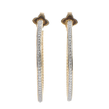 David Yurman 18K Yellow Gold Diamond Large Cable Hoop Earrings 1 of 5