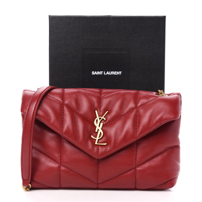 Saint Laurent Lambskin Quilted Toy Loulou Puffer Monogram Chain Satchel Red 12 of 12