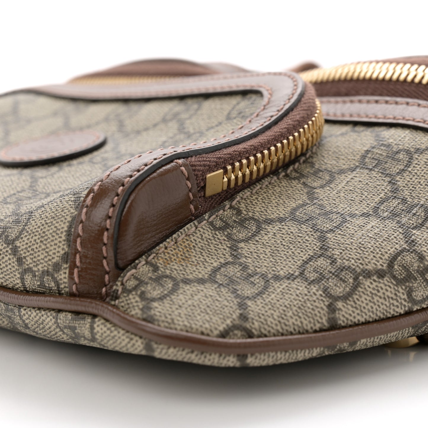 GG Supreme Monogram Textured Calfskin Retro Interlocking G Belt Bag Beige Ebony Brown Sugar