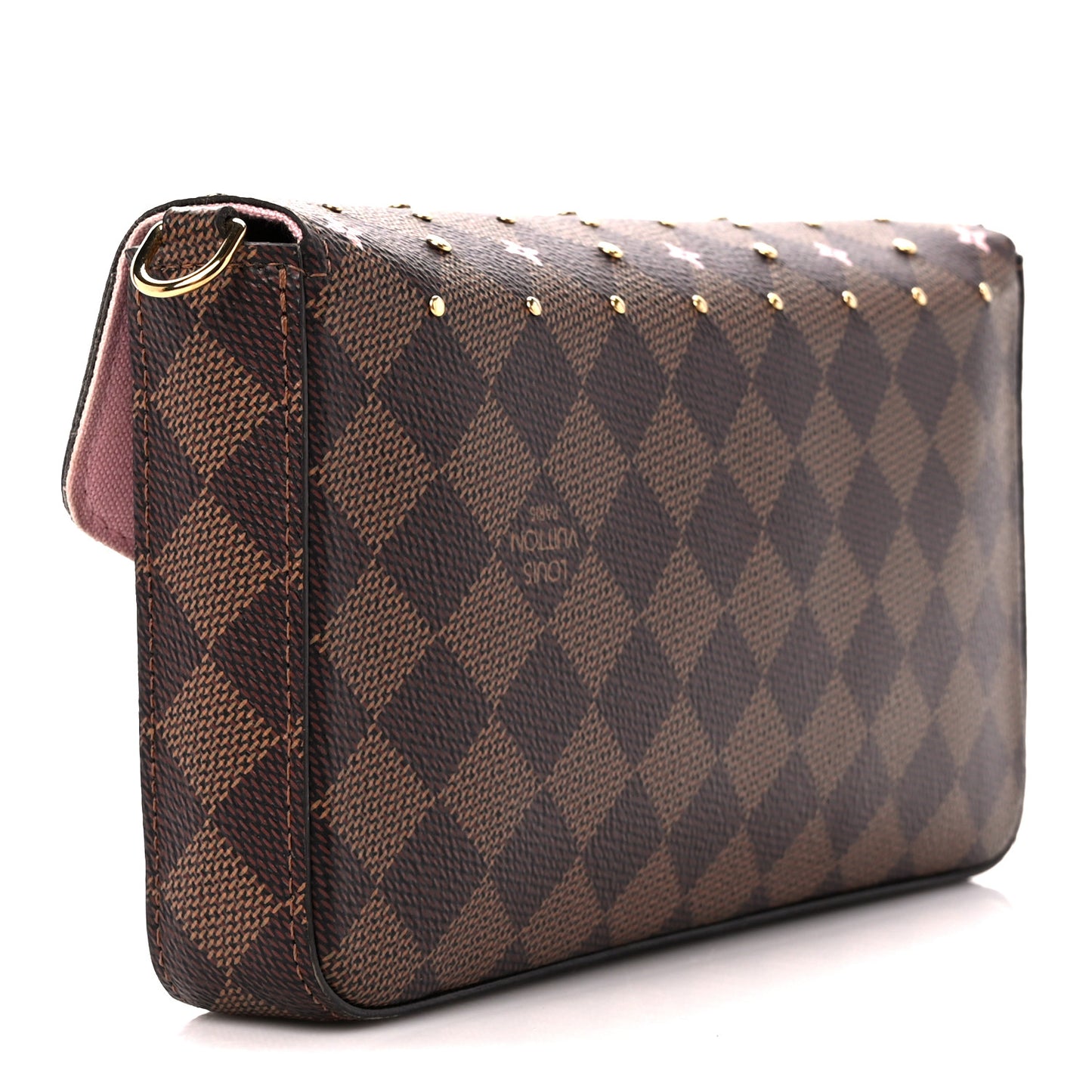 Damier Ebene Studded Pochette Felicie Chain Wallet