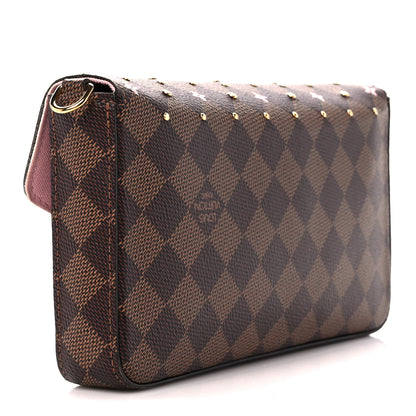 Louis Vuitton Damier Ebene Studded Pochette Felicie Chain Wallet 4 of 14