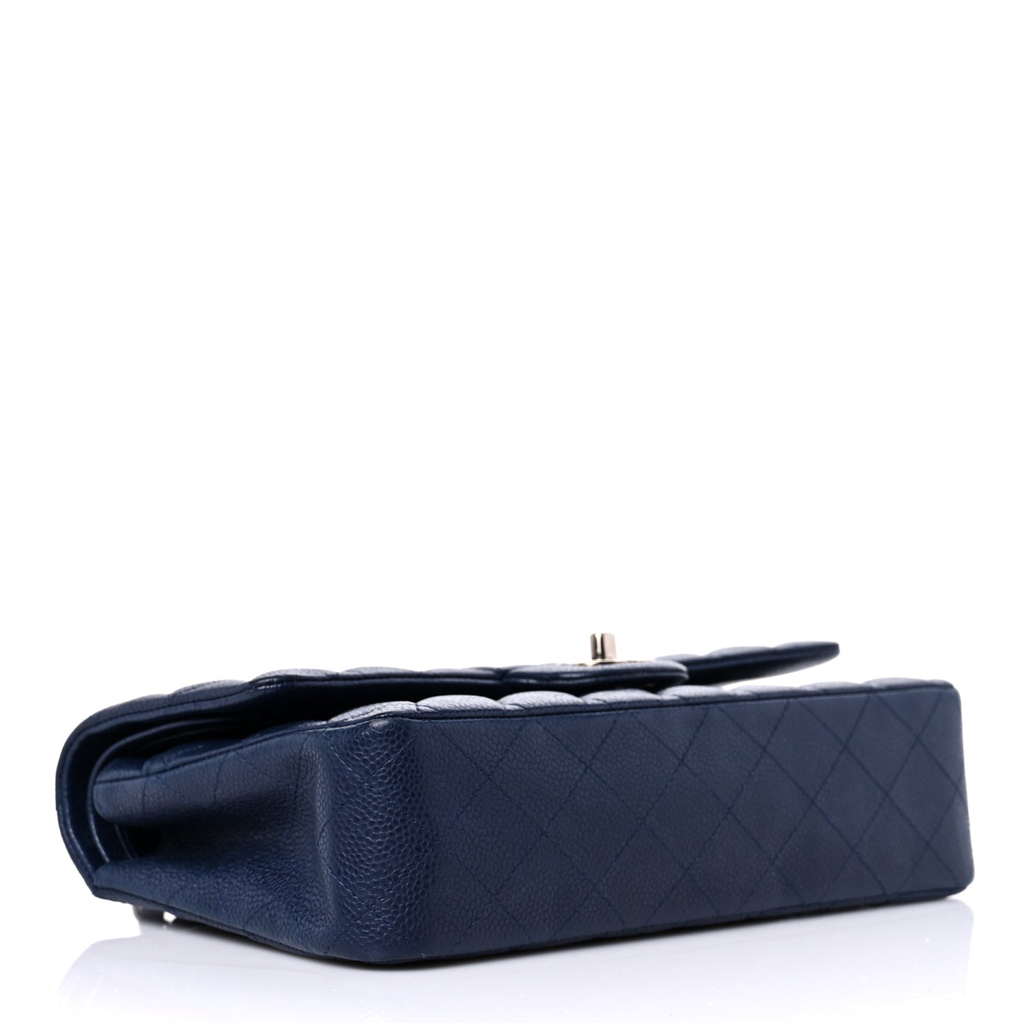Caviar Quilted Medium Double Flap Navy