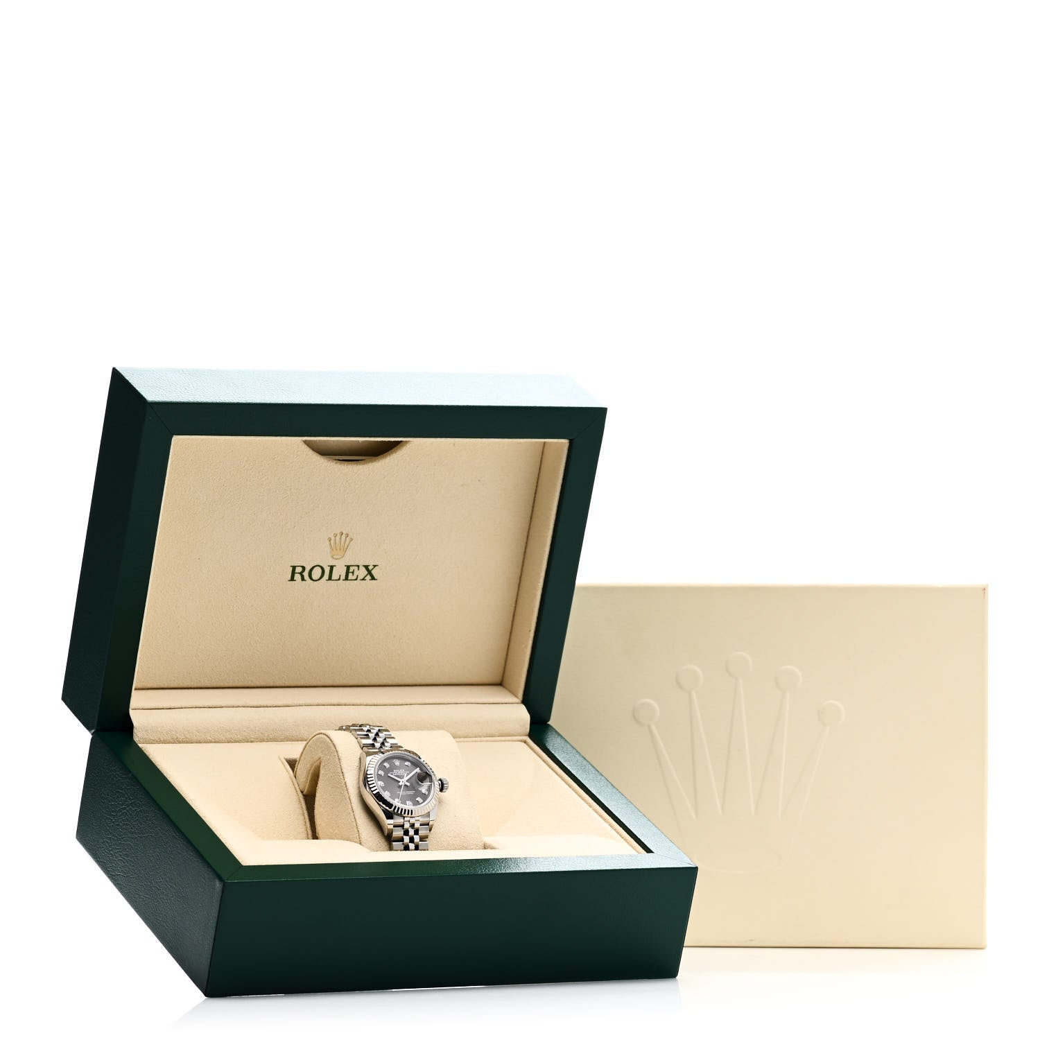 Rolex Stainless Steel 18K White Gold Diamond 28mm Oyster Perpetual Datejust Watch Dark Grey 279174 5 of 5