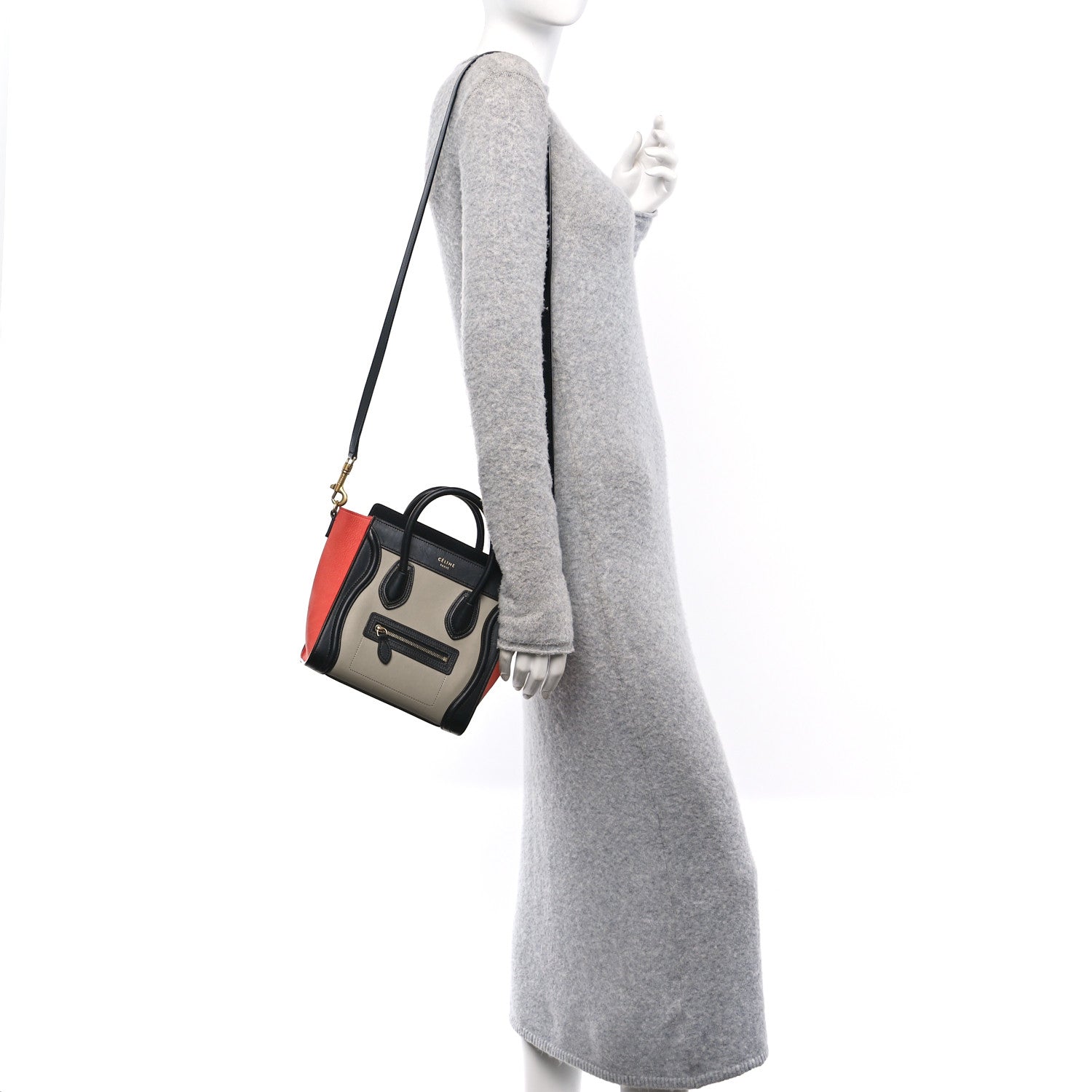Celine Smooth Calfskin Nubuck Nano Tri-Color Luggage Beige 2 of 10
