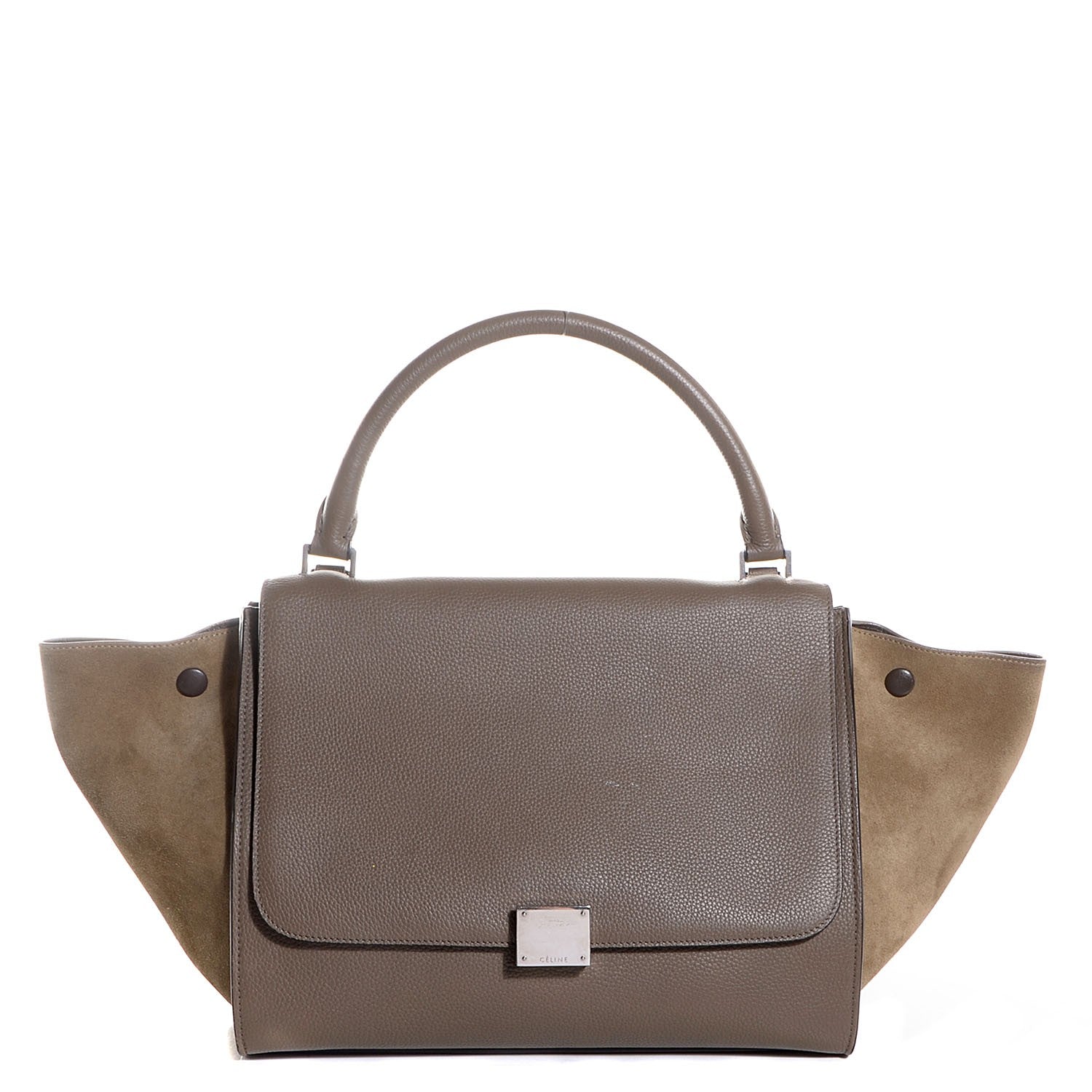 Celine Drummed Calfskin Suede Medium Trapeze Souris 1 of 9