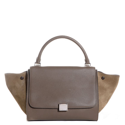 Celine Drummed Calfskin Suede Medium Trapeze Souris 1 of 9