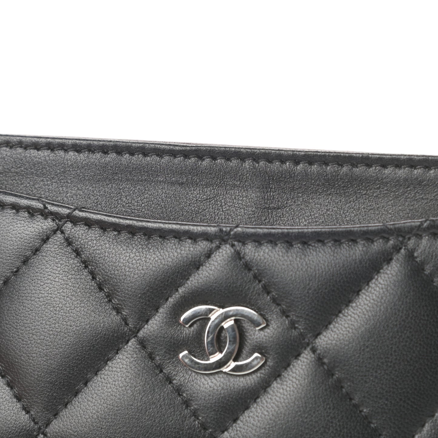 Lambskin Quilted Card Holder Black