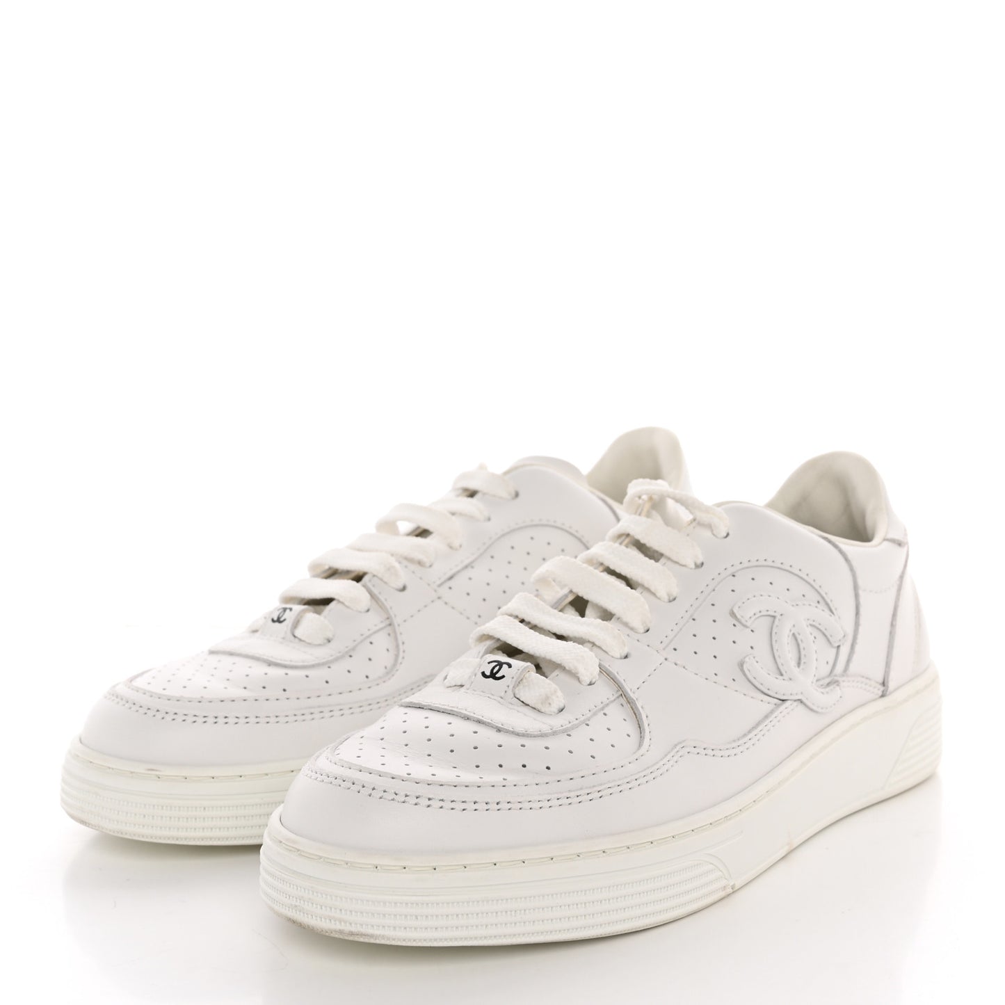 Calfskin CC Womens Sneakers 36 White