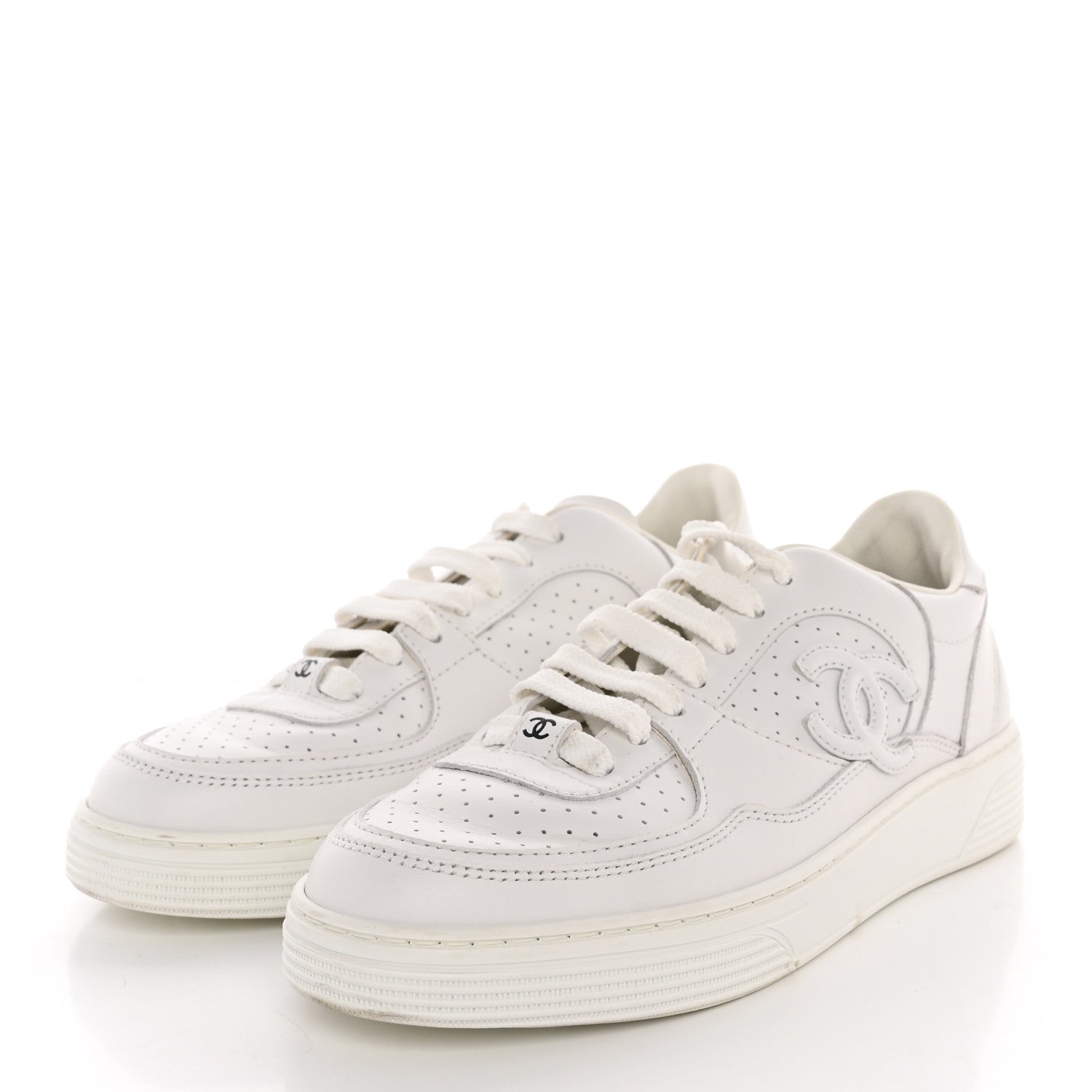 Chanel Calfskin CC Womens Sneakers 36 White 3 of 14