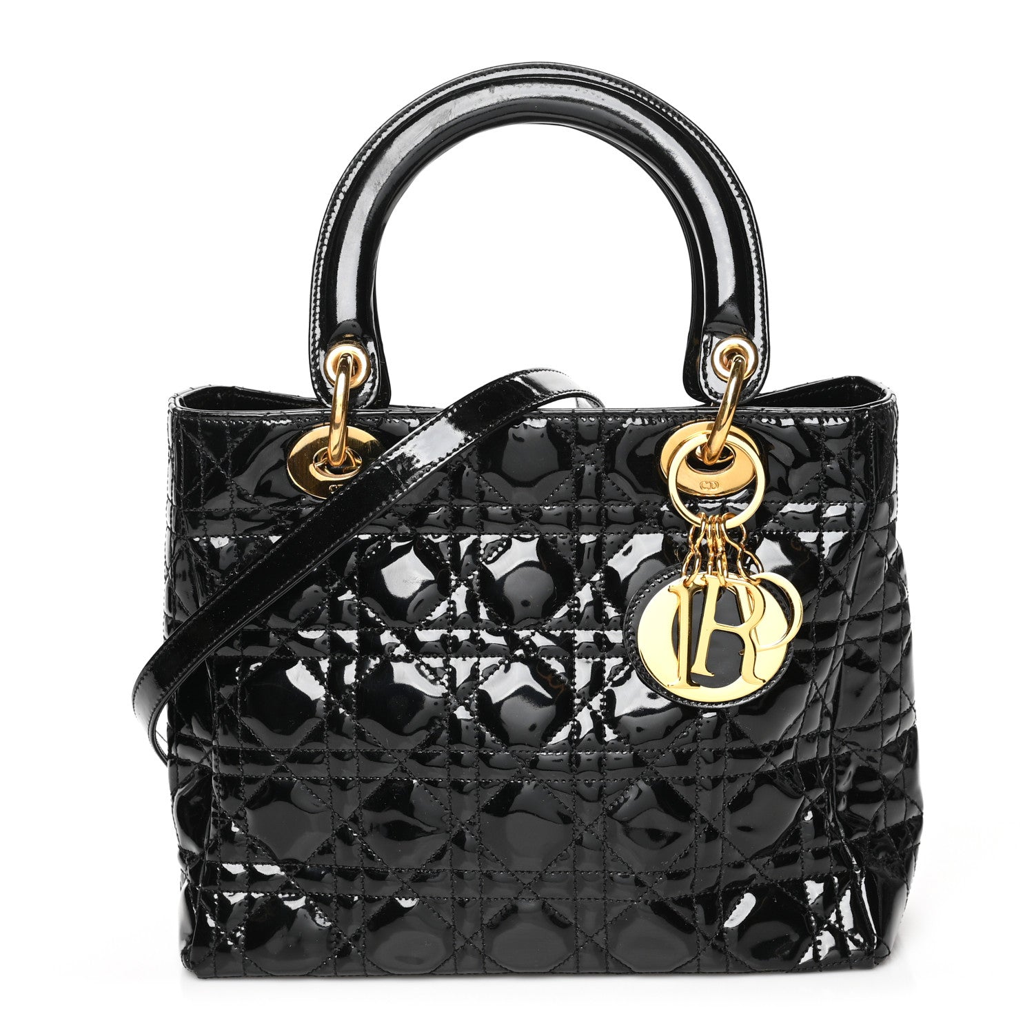 Christian Dior Patent Cannage Medium Lady Dior Black 1 of 7