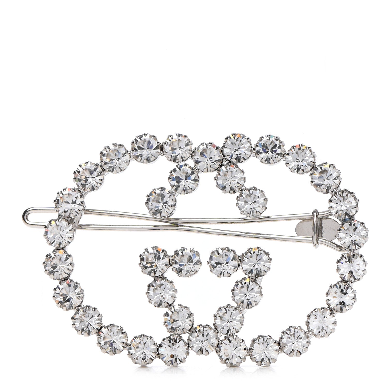 Gucci Crystal Interlocking G Hair Clip Silver 1 of 4