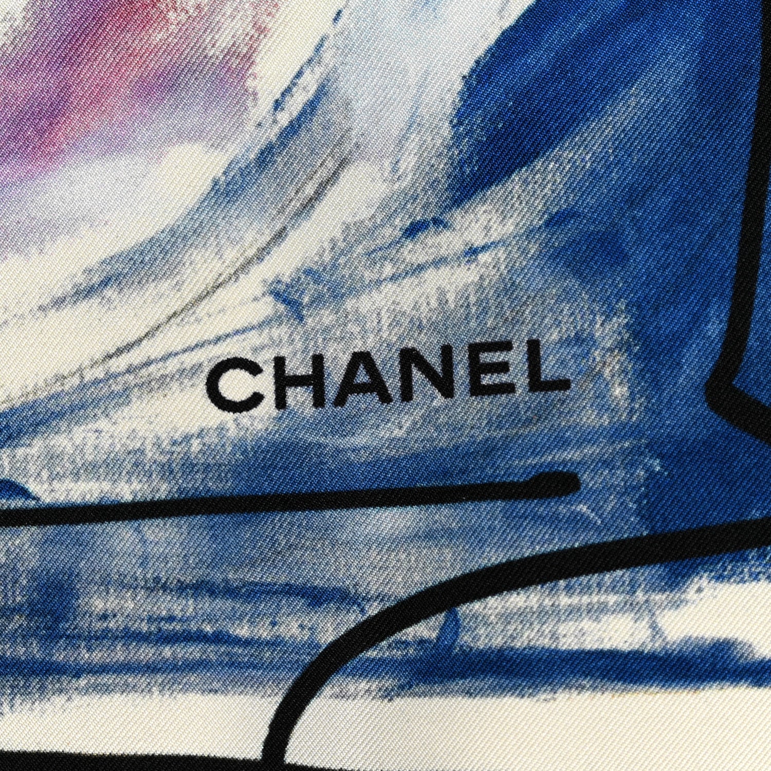 Chanel Silk Graffiti CC Logo Scarf Multicolor 2 of 3
