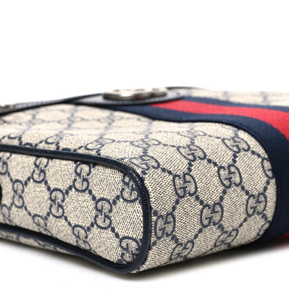 Gucci GG Supreme Monogram Textured Dollar Calfskin Web Small Ophidia Messenger Bag Beige Blue 9 of 10