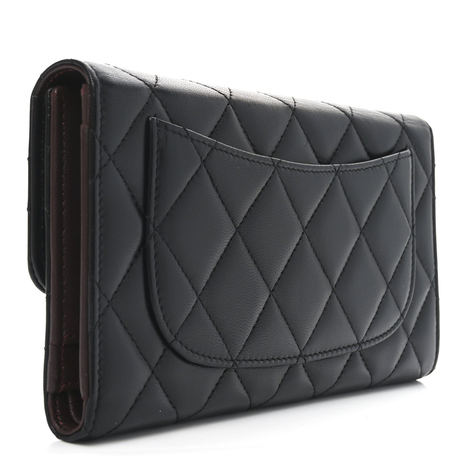 Chanel Lambskin Quilted Large Flap Wallet Black 3 of 10