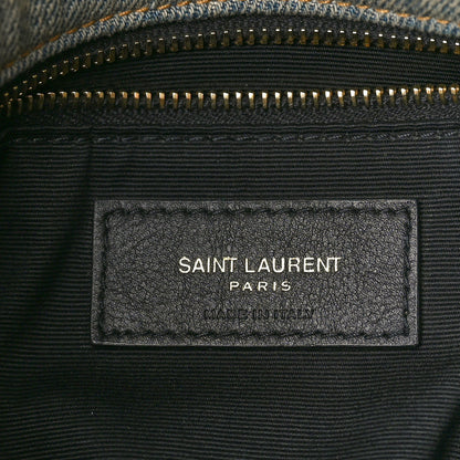 Saint Laurent Denim Quilted Medium Loulou Puffer Monogram Chain Satchel Blue Black 6 of 10