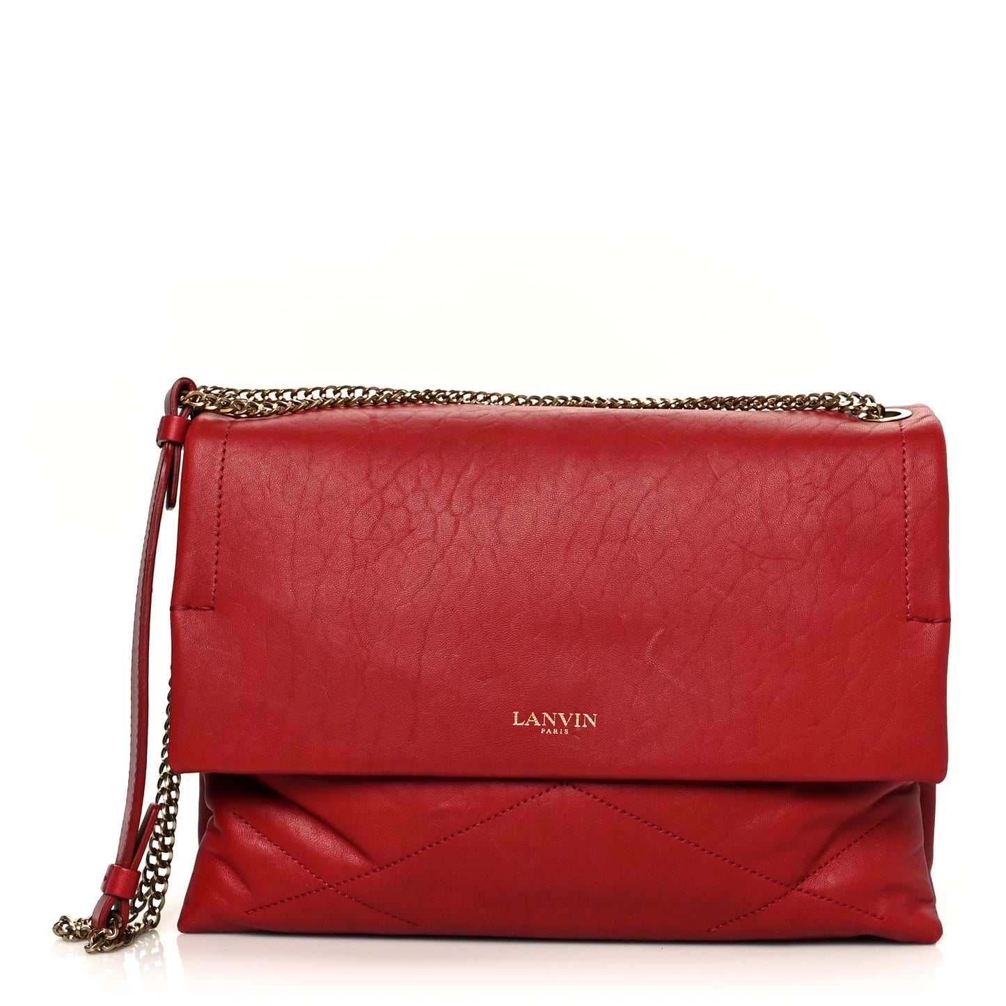 Lambskin Quilted Medium Sugar Flap Shoulder Bag Red