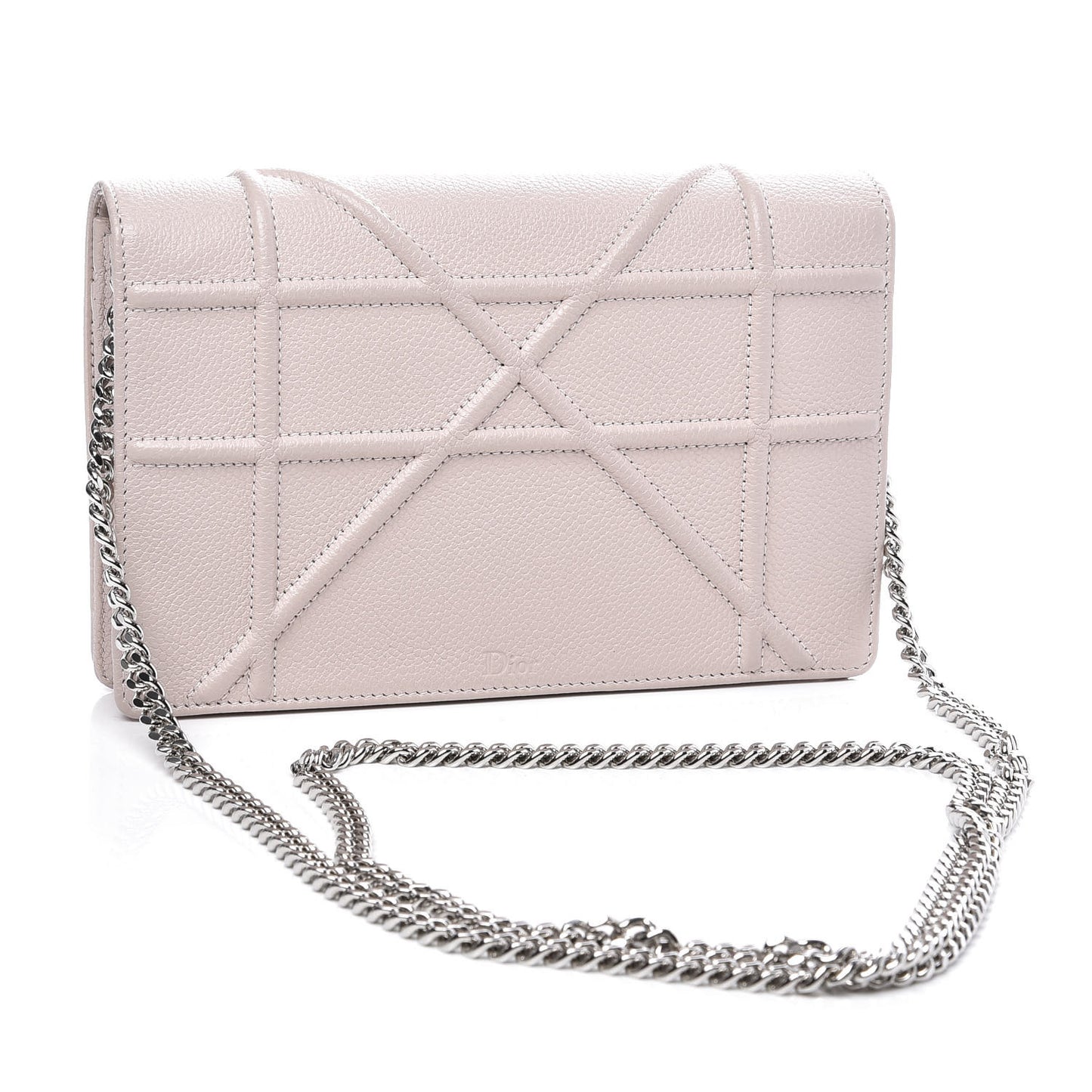 Grained Calfskin Diorama Wallet on Chain Pouch Rose Poudre