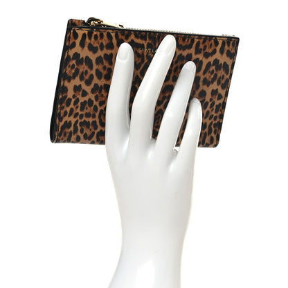 Saint Laurent Calfskin Leopard Printed Monogram Bi-Fold Zipped Wallet Black 2 of 6