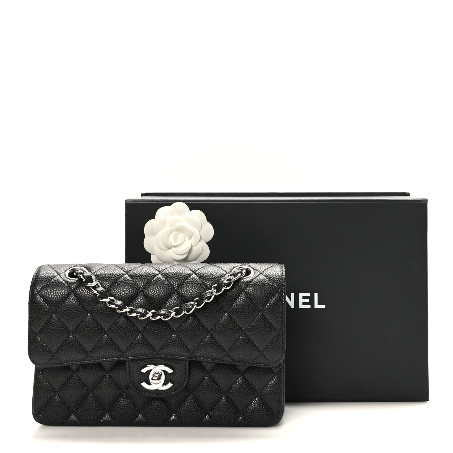 Caviar Quilted Small Double Flap Black