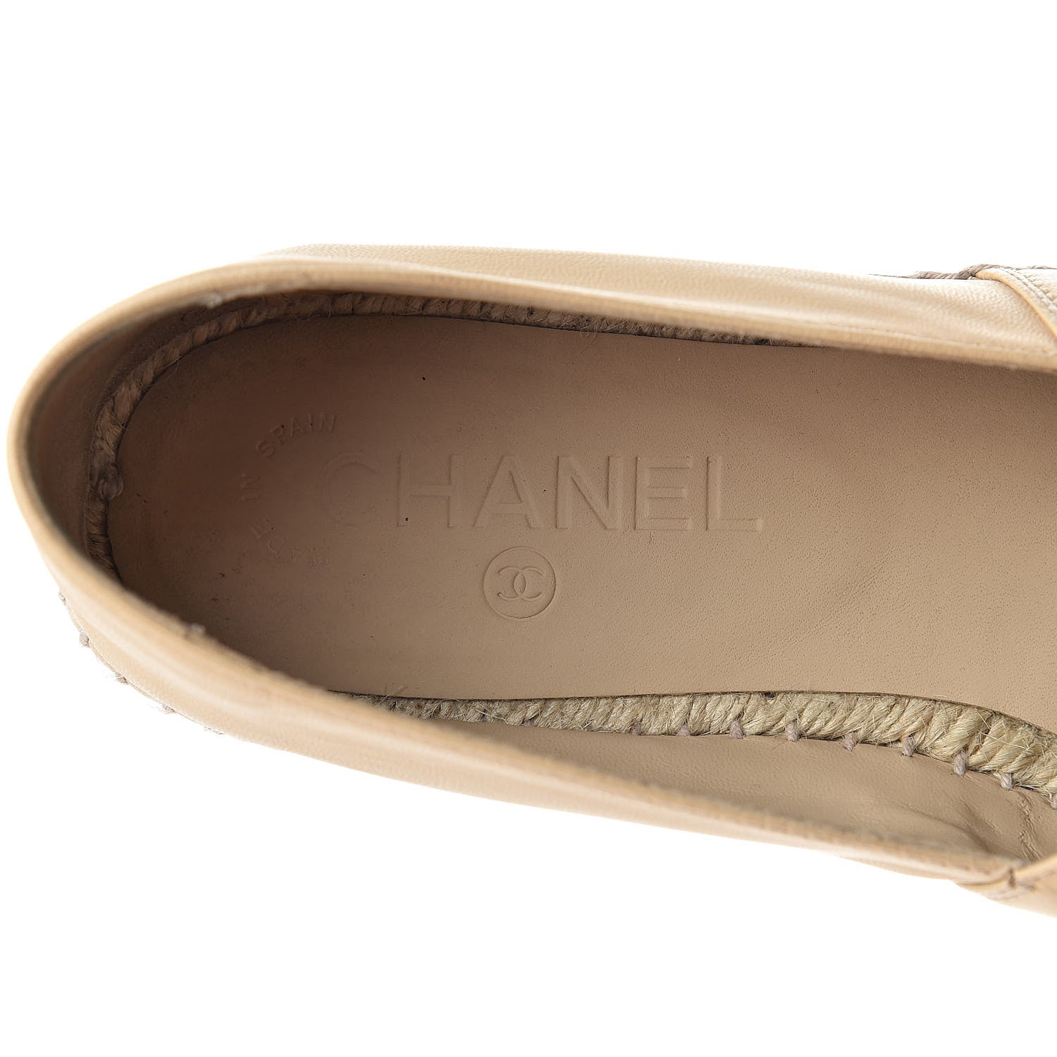 Chanel Lambskin CC Espadrilles 38 Beige Black 10 of 15