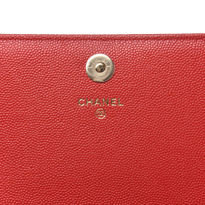 Chanel Caviar Quilted Square Wallet On Chain WOC Red 6 of 11