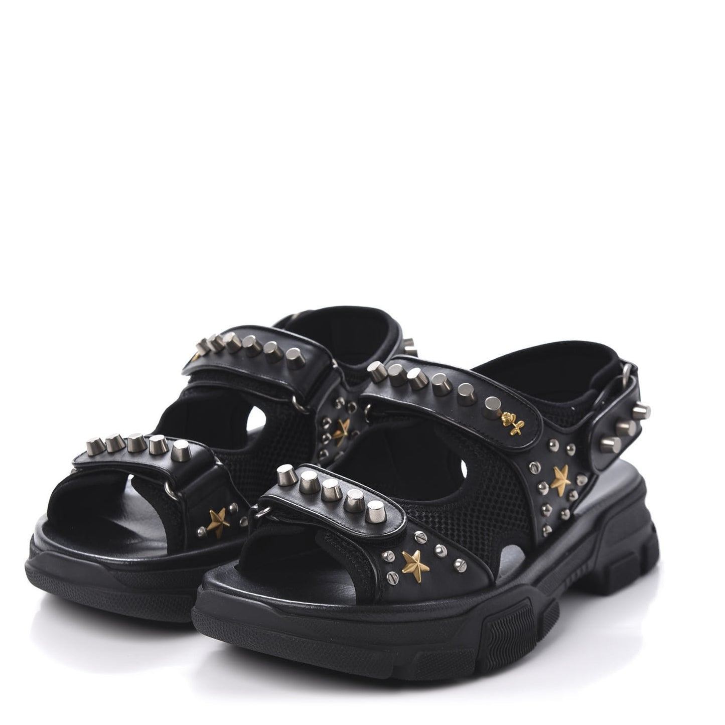 Nappa Mesh Studded Mens Aguru Sandals 6 Black