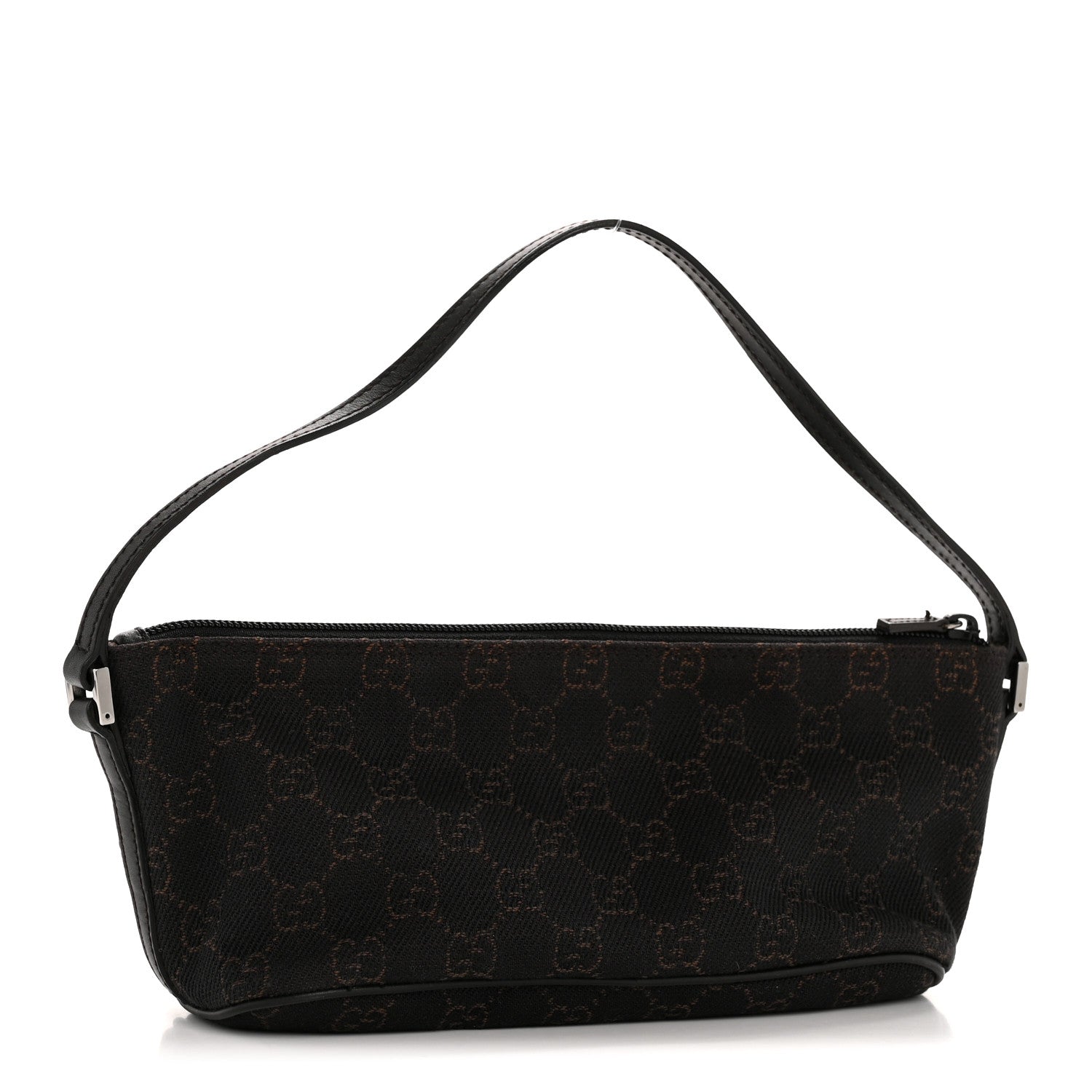 Gucci Denim Monogram Boat Pochette Dark Brown 3 of 13