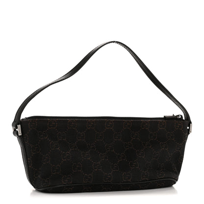 Gucci Denim Monogram Boat Pochette Dark Brown 3 of 13